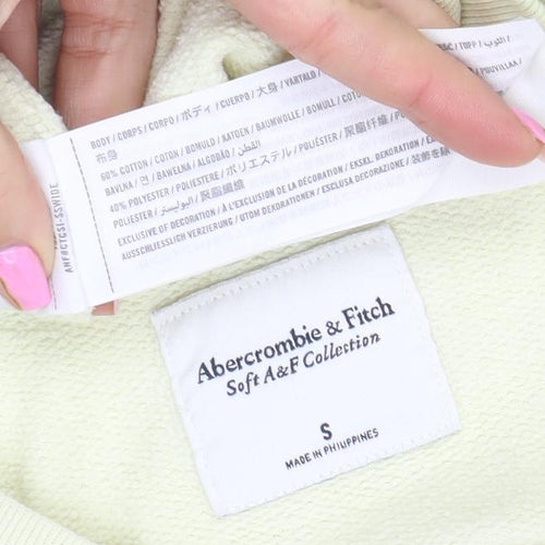 Abercrombie & Fitch Women's Beige Sweatshirt Small Cotton Blend Crew Neck