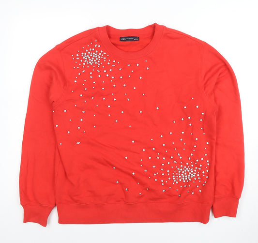Marks and Spencer Womens Red Rhinestone Pullover Sweatshirt Size S