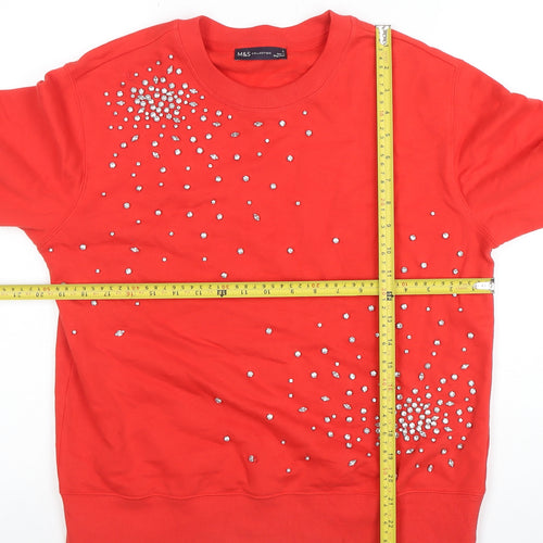 Marks and Spencer Womens Red Rhinestone Pullover Sweatshirt Size S