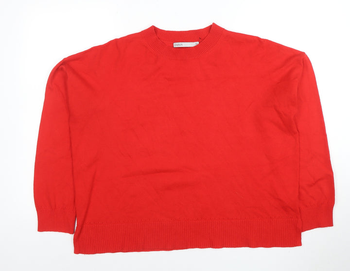 Oasis Women’s Red Cotton Blend Crew Neck Jumper Size L