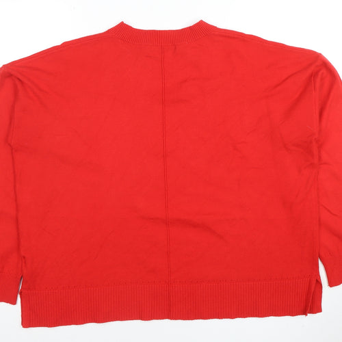 Oasis Women’s Red Cotton Blend Crew Neck Jumper Size L