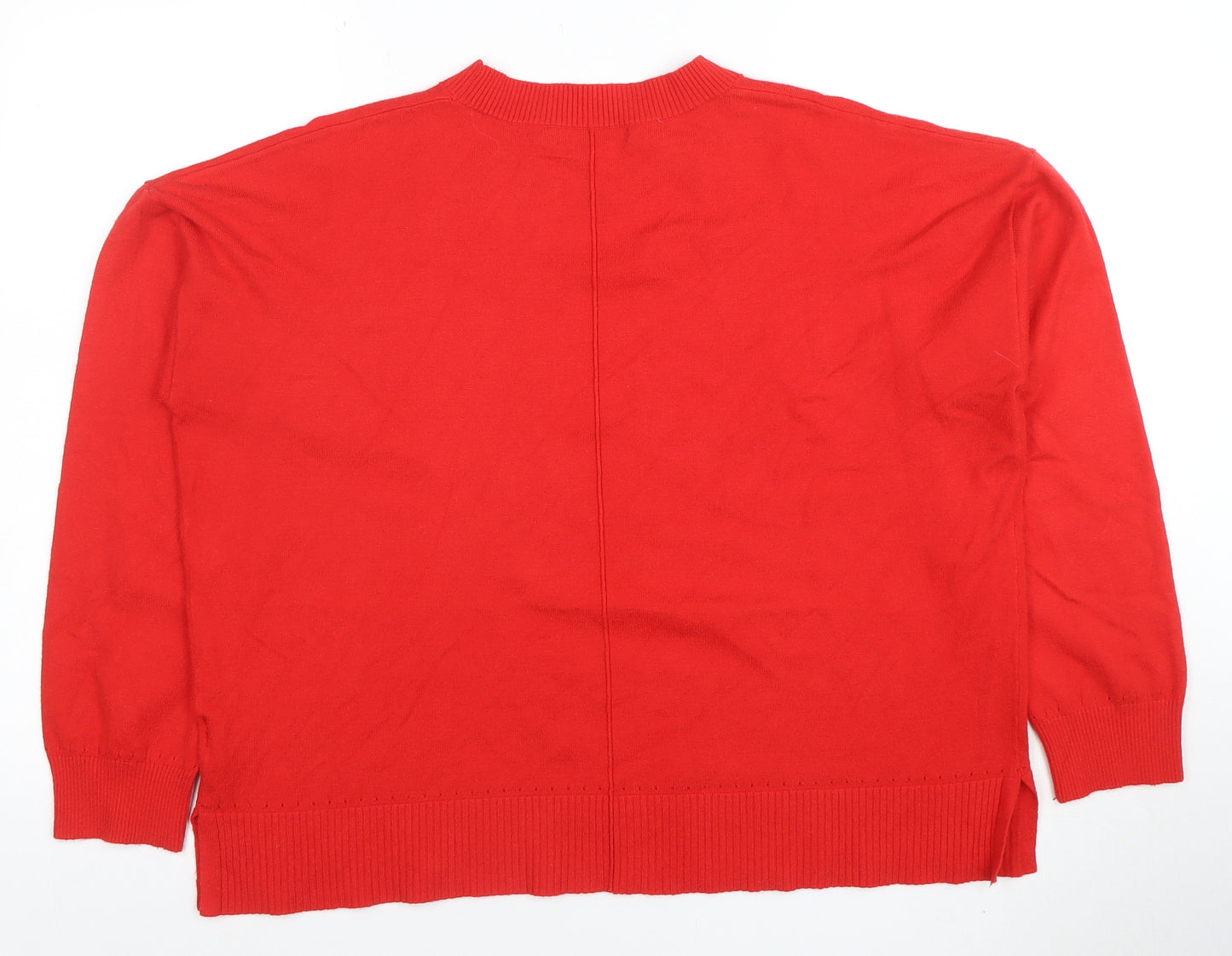 Oasis Women’s Red Cotton Blend Crew Neck Jumper Size L