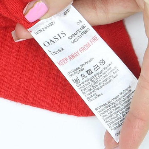 Oasis Women’s Red Cotton Blend Crew Neck Jumper Size L