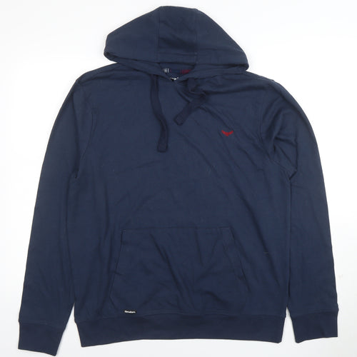 Threadbare Men's Blue Pullover Hoodie L Long Sleeve Cotton Blend
