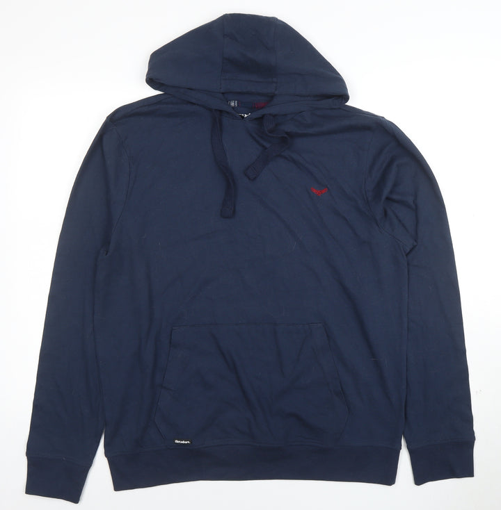 Threadbare Men's Blue Pullover Hoodie L Long Sleeve Cotton Blend