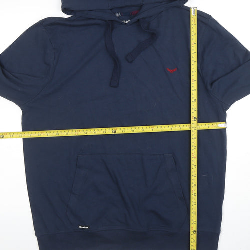 Threadbare Men's Blue Pullover Hoodie L Long Sleeve Cotton Blend