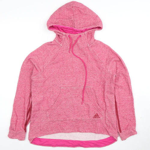 Adidas Womens Pink Pullover Hoodie Small Drawstring Kangaroo Pocket
