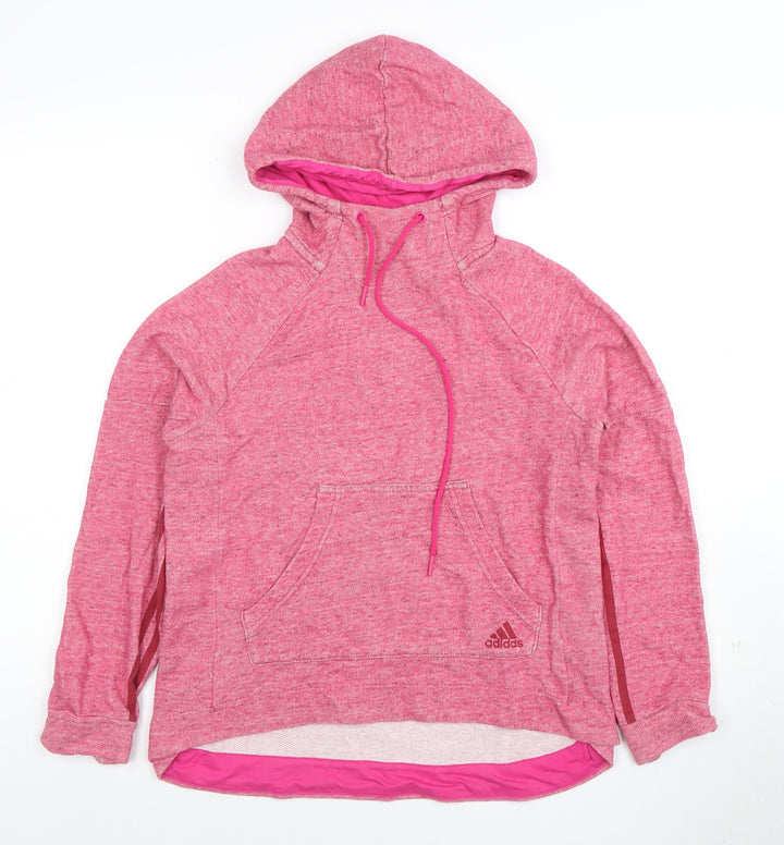 Adidas Womens Pink Pullover Hoodie Small Drawstring Kangaroo Pocket