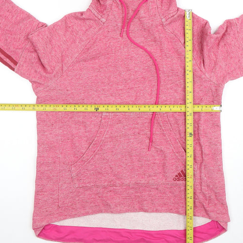 Adidas Womens Pink Pullover Hoodie Small Drawstring Kangaroo Pocket