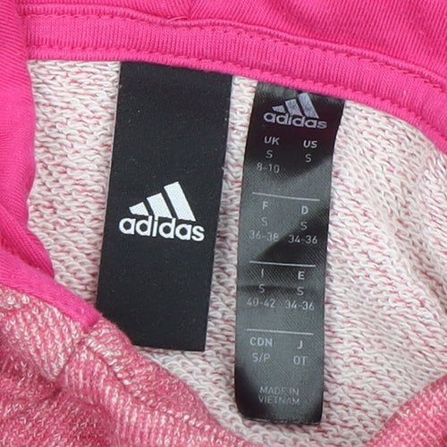 Adidas Womens Pink Pullover Hoodie Small Drawstring Kangaroo Pocket