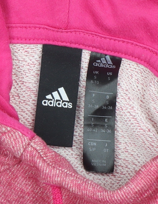Adidas Womens Pink Pullover Hoodie Small Drawstring Kangaroo Pocket