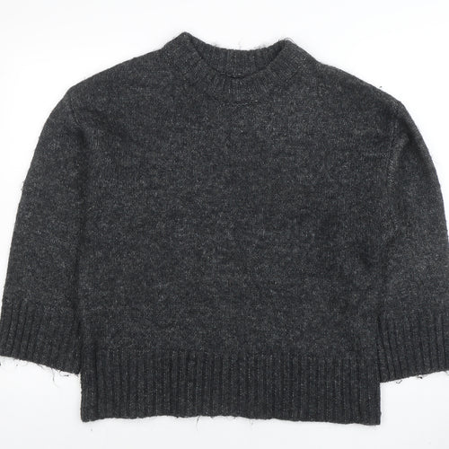 SOSO Womens Grey Wool Blend Crew Neck Pullover Jumper Size S