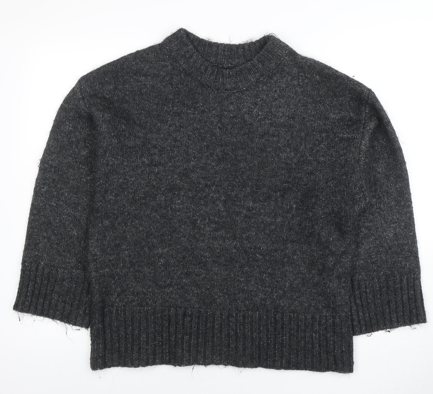 SOSO Womens Grey Wool Blend Crew Neck Pullover Jumper Size S