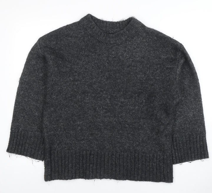 SOSO Womens Grey Wool Blend Crew Neck Pullover Jumper Size S