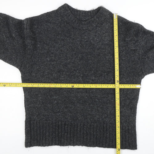 SOSO Womens Grey Wool Blend Crew Neck Pullover Jumper Size S