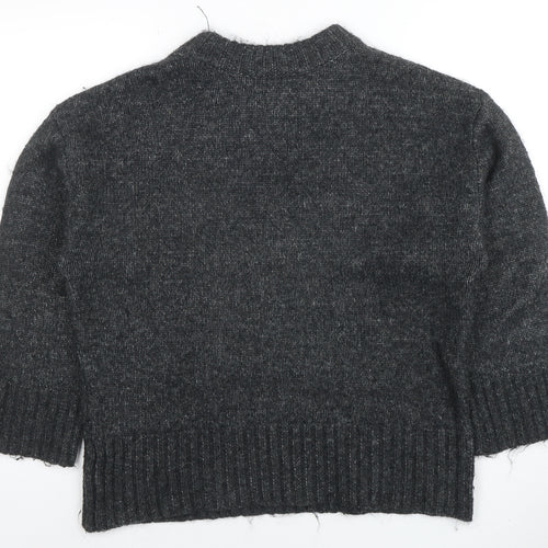 SOSO Womens Grey Wool Blend Crew Neck Pullover Jumper Size S