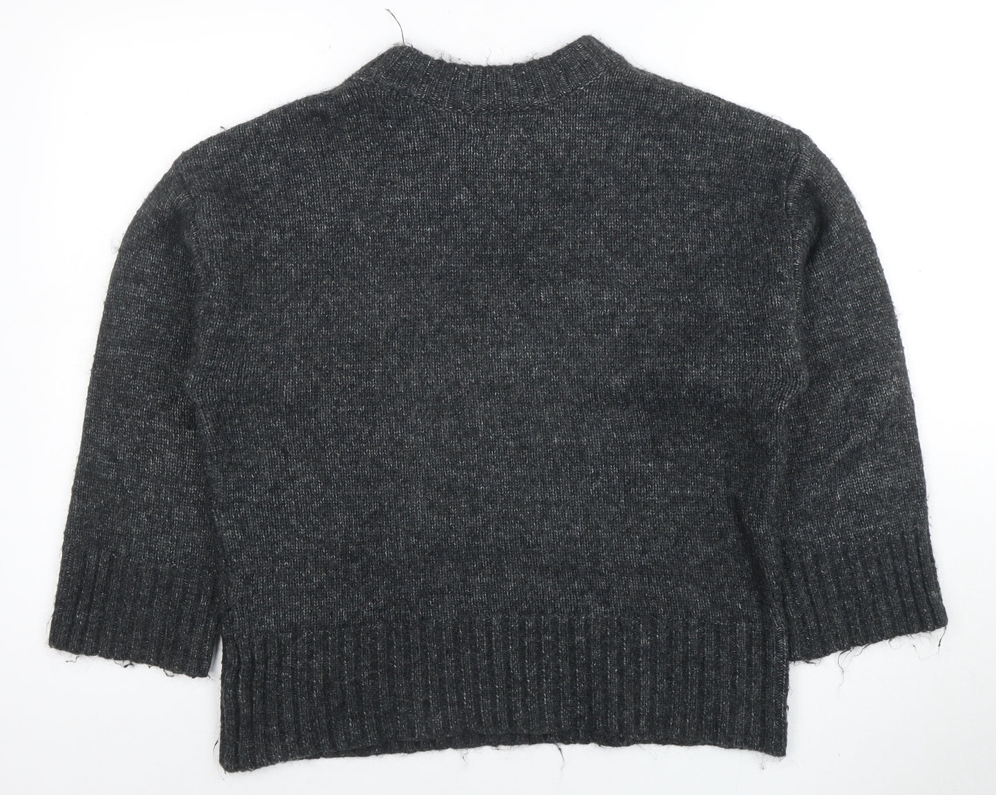 SOSO Womens Grey Wool Blend Crew Neck Pullover Jumper Size S