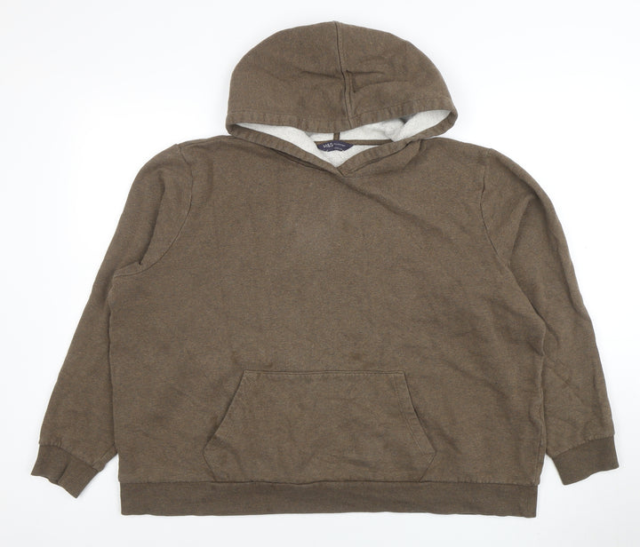 Marks and Spencer Women Brown Pullover Hoodie XL Cotton Blend