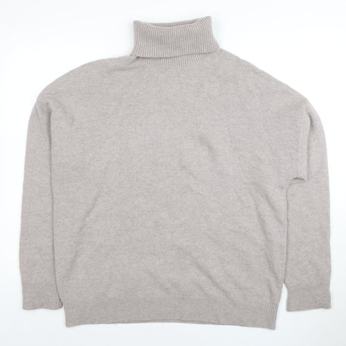 Reiss Women's Beige Roll Neck Merino Wool Jumper L