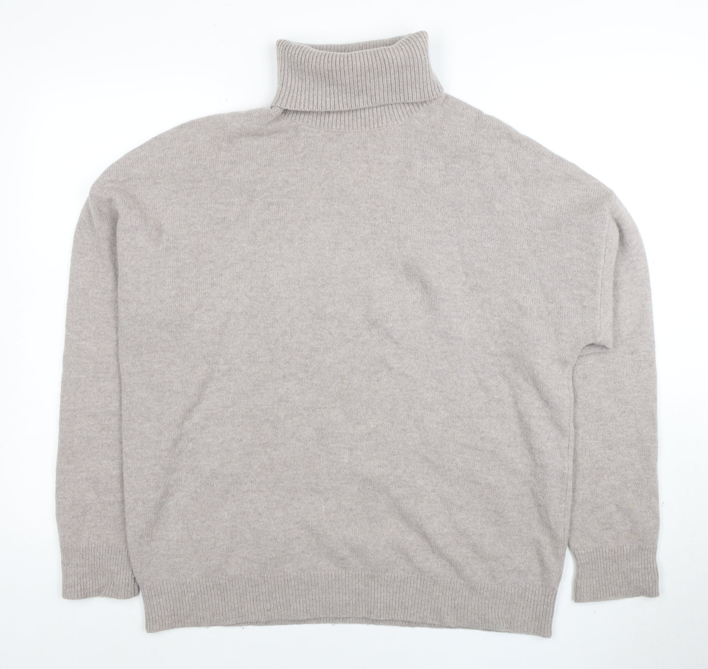 Reiss Women's Beige Roll Neck Merino Wool Jumper L