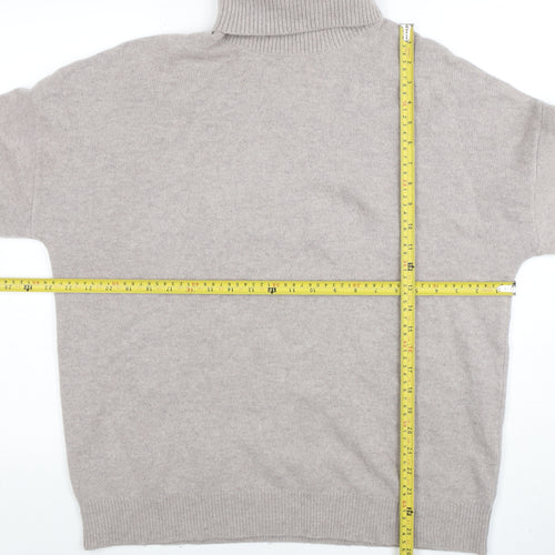 Reiss Women's Beige Roll Neck Merino Wool Jumper L