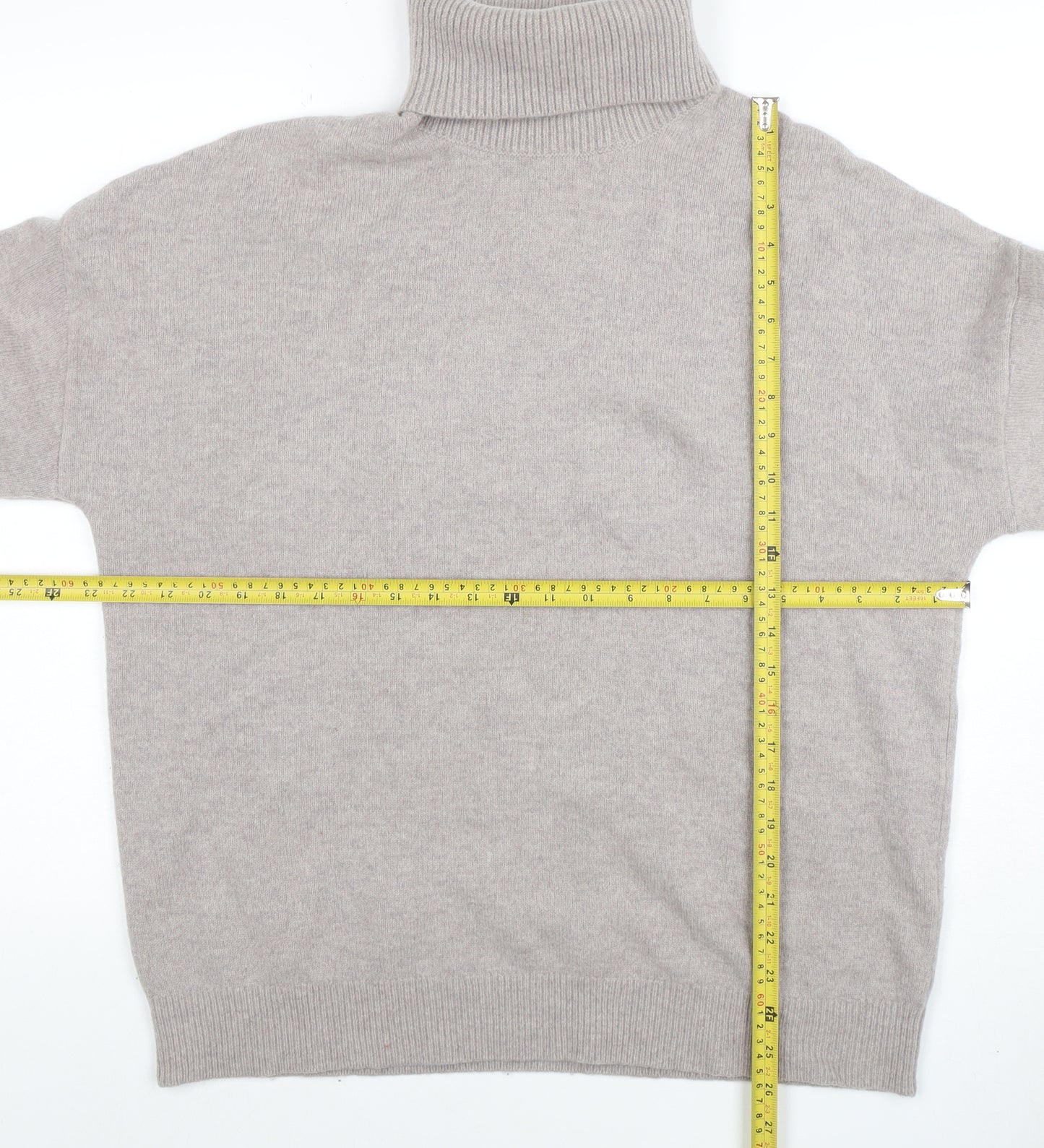 Reiss Women's Beige Roll Neck Merino Wool Jumper L