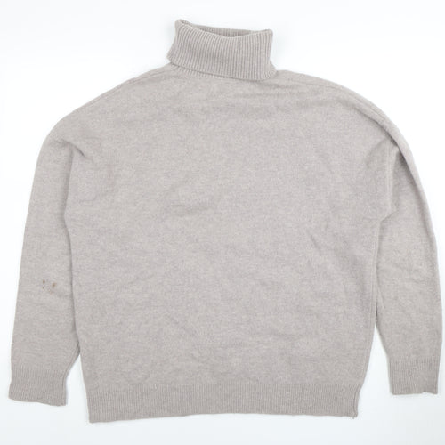 Reiss Women's Beige Roll Neck Merino Wool Jumper L