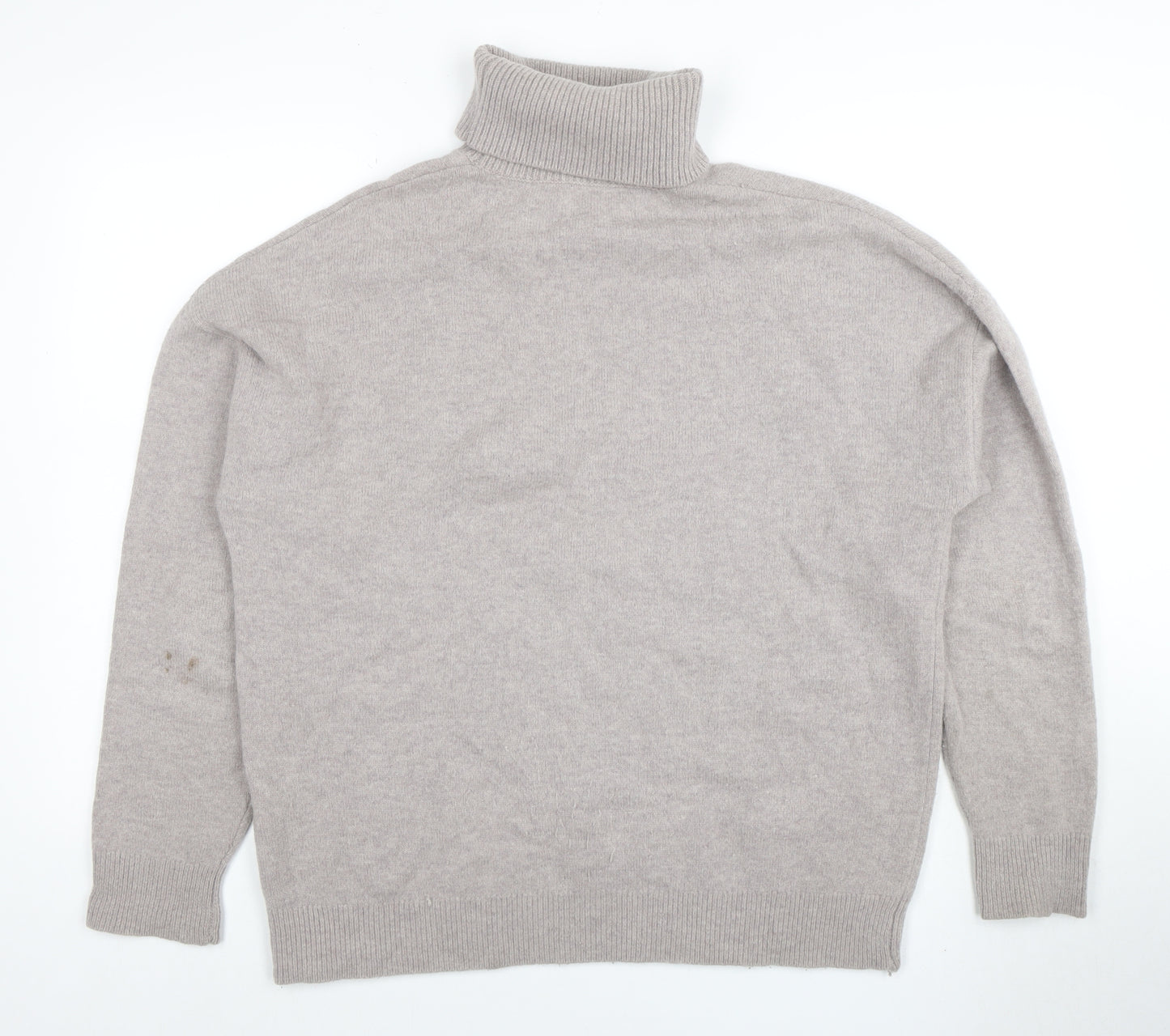 Reiss Women's Beige Roll Neck Merino Wool Jumper L