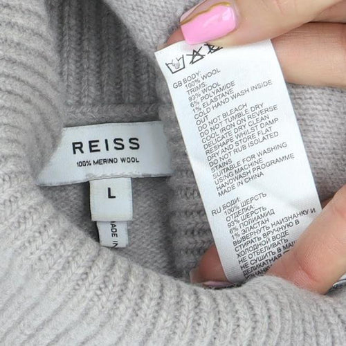 Reiss Women's Beige Roll Neck Merino Wool Jumper L