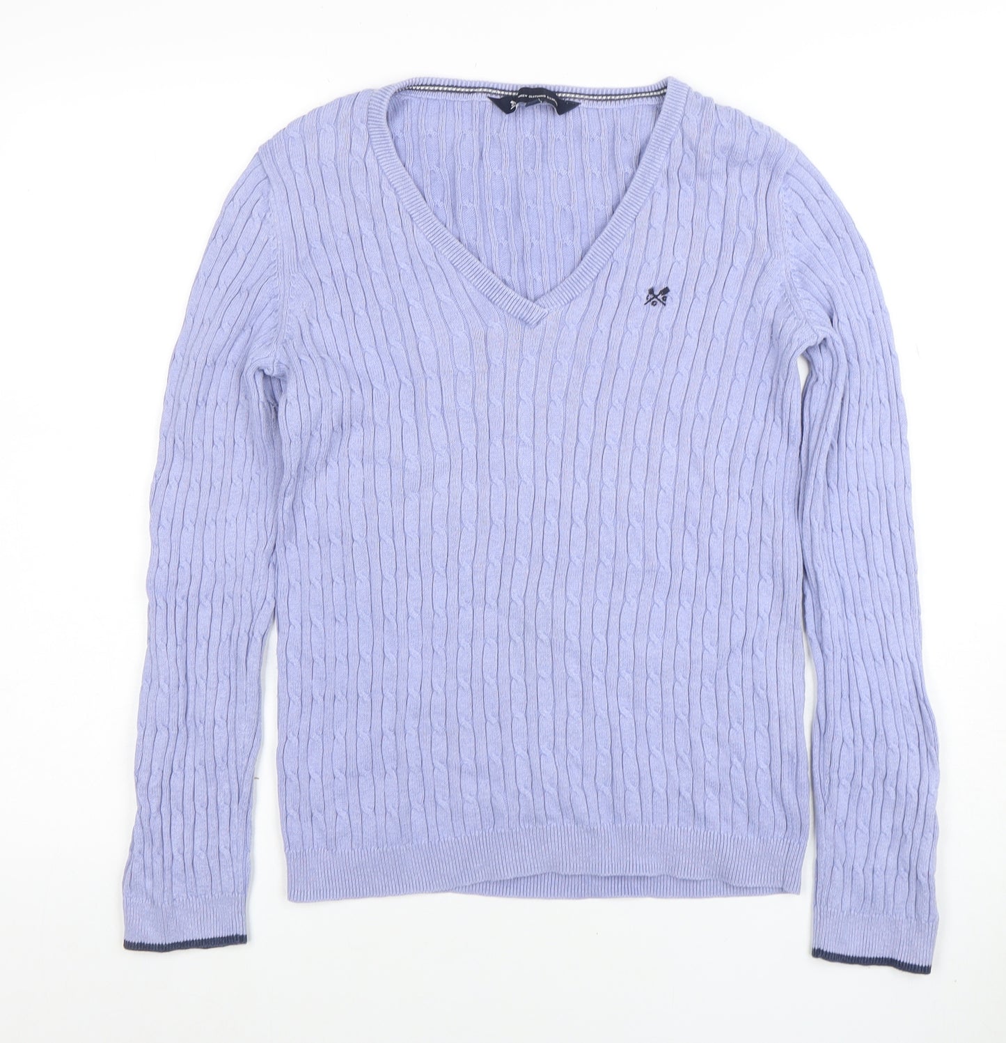 Crew Clothing Women’s Purple Cotton Cashmere V-Neck Jumper Size 12