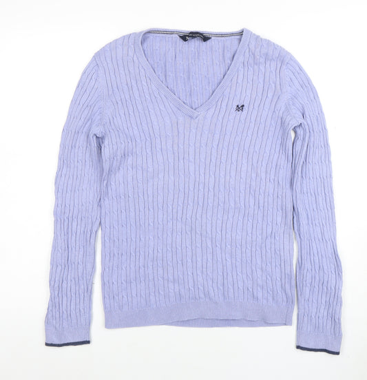 Crew Clothing Women’s Purple Cotton Cashmere V-Neck Jumper Size 12