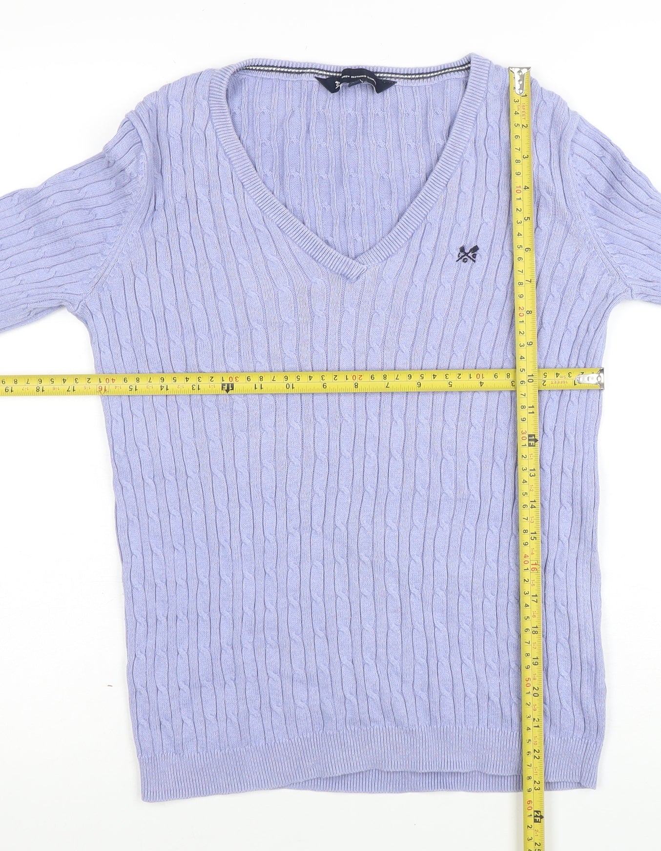 Crew Clothing Women’s Purple Cotton Cashmere V-Neck Jumper Size 12