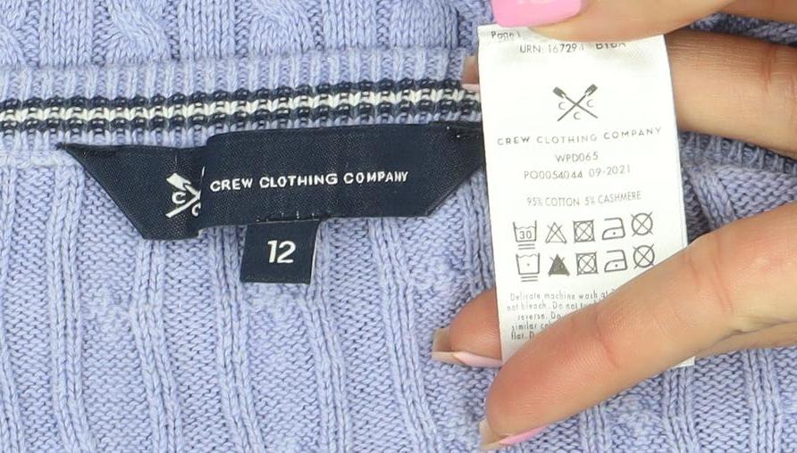 Crew Clothing Women’s Purple Cotton Cashmere V-Neck Jumper Size 12
