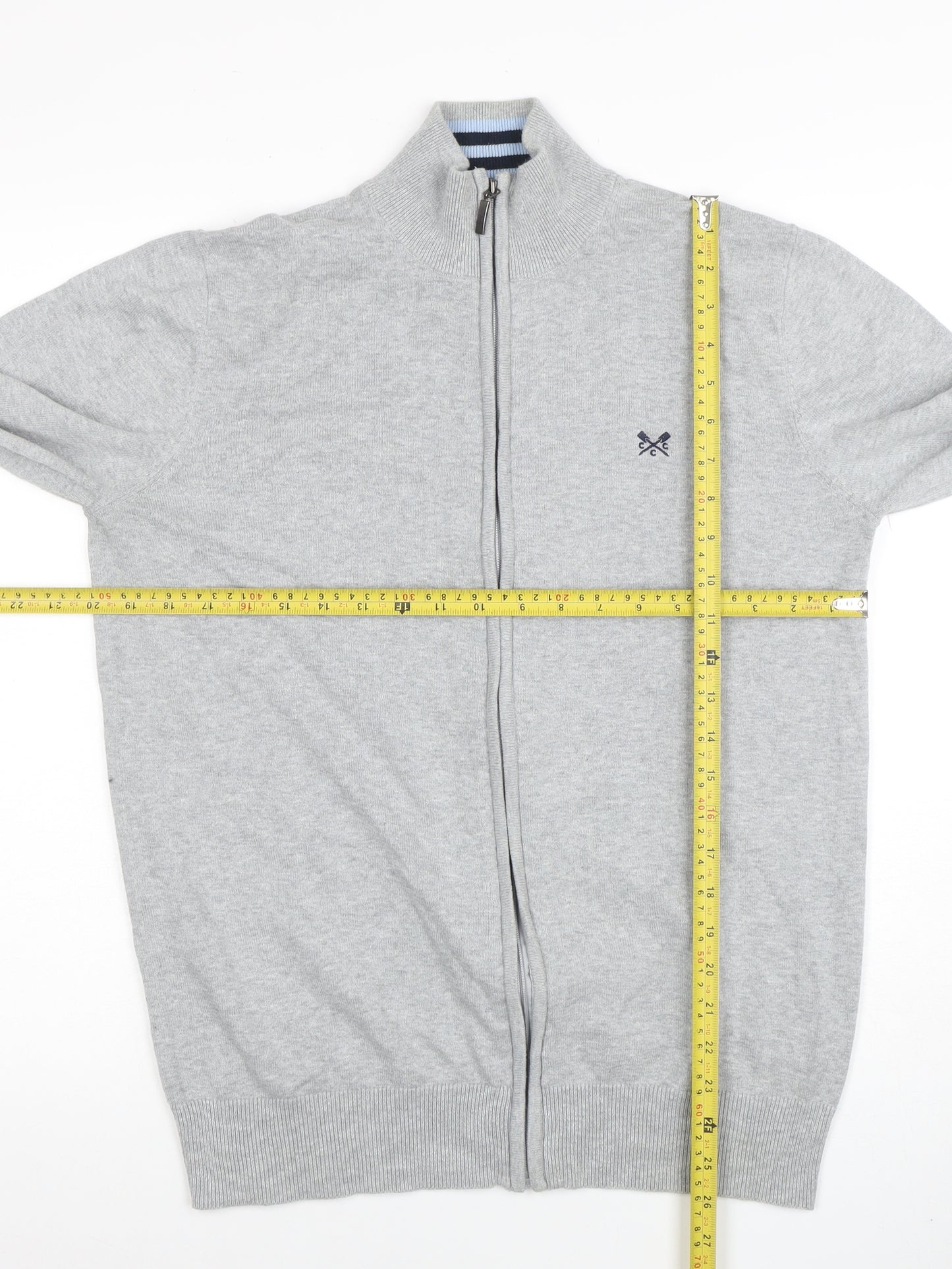 Crew Clothing Company Men's Grey Full Zip Cotton Sweatshirt M