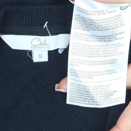 C&A Womens Black M Embroidered T-Shirt Dress with Ruffle Hem
