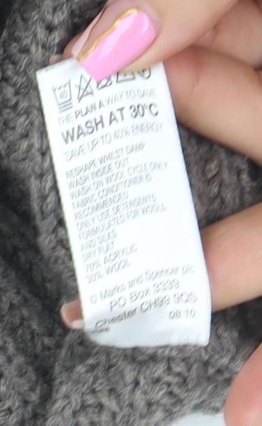 Marks and Spencer Women’s Brown Roll Neck Wool Blend Short Sleeve Jumper Size 12