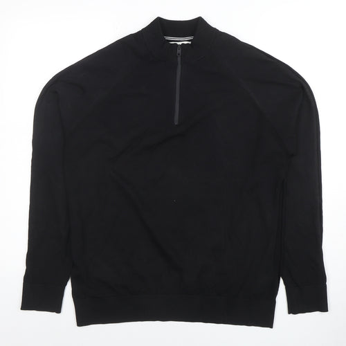 Marks and Spencer Men’s Black 1/2 Zip Knitted Sweatshirt Size L