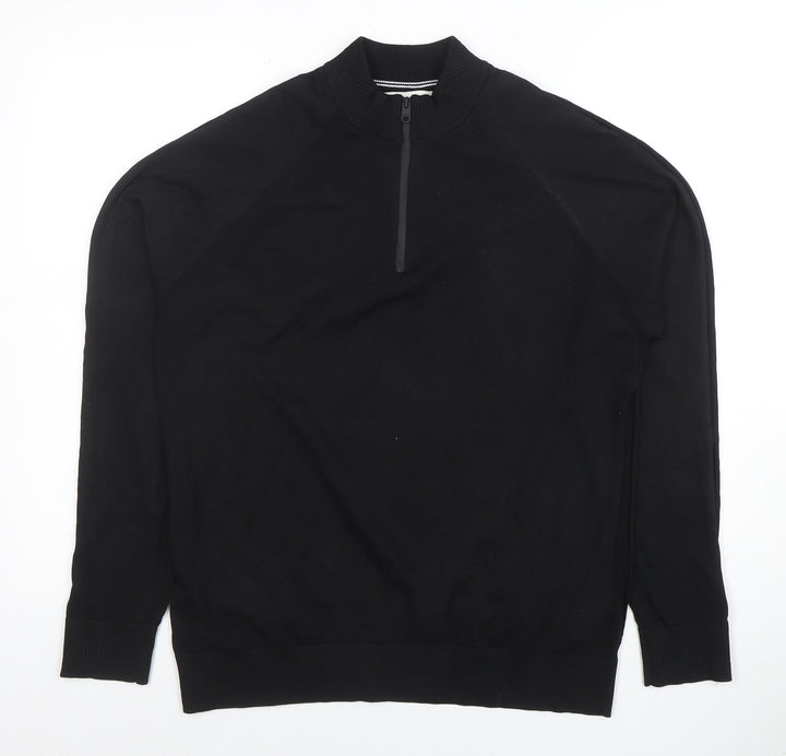 Marks and Spencer Men’s Black 1/2 Zip Knitted Sweatshirt Size L