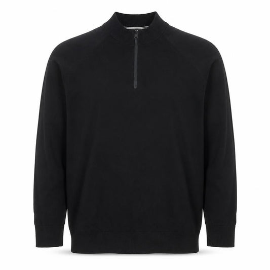 Front view of Marks & Spencer Men’s Black 1/2 Zip Knitted Sweatshirt, size L