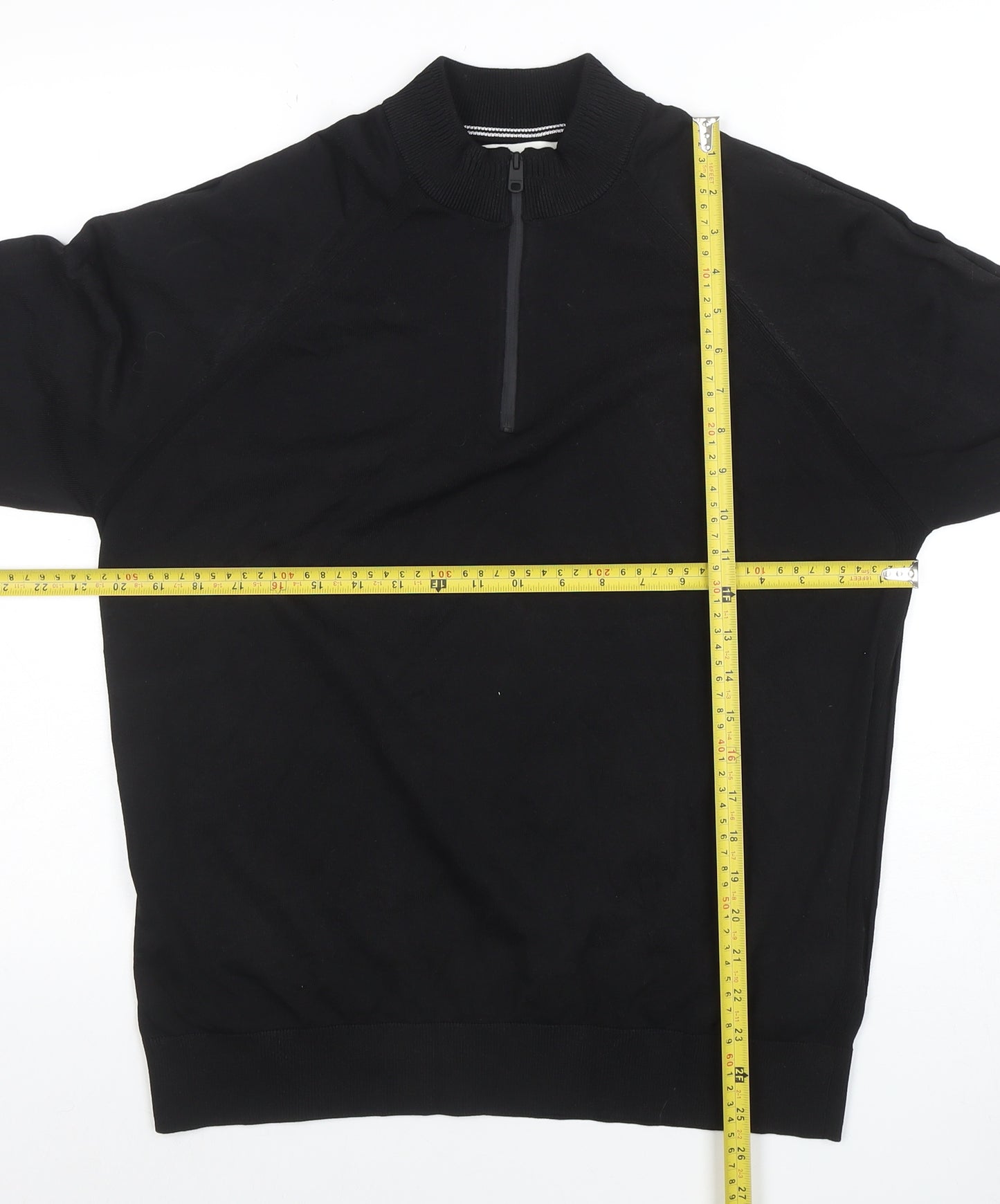 Marks and Spencer Men’s Black 1/2 Zip Knitted Sweatshirt Size L