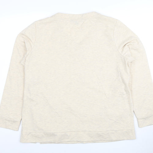 Bonmarche Women’s Beige Heart Studded V-Neck Pullover Sweatshirt Size 16