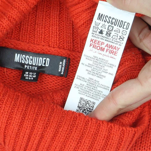 Missguided Women’s Red Roll Neck Petite Jumper Size 10