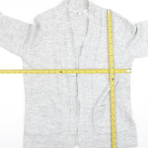 Bonmarché Women's Grey Cardigan Size 10 Knit Open Front Jumper
