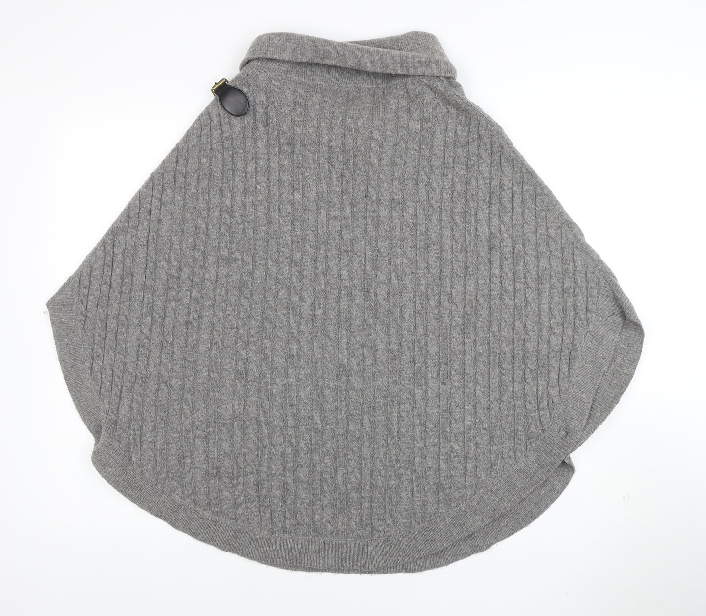 Cambridge Dry Goods Womens Grey Wool Cape Roll Neck Jumper S