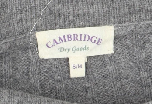 Cambridge Dry Goods Womens Grey Wool Cape Roll Neck Jumper S