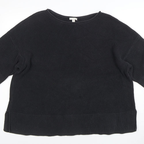 Gap Womens Black Cotton Chunky Knit Short Sleeve Jumper M