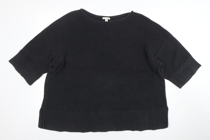 Gap Womens Black Cotton Chunky Knit Short Sleeve Jumper M