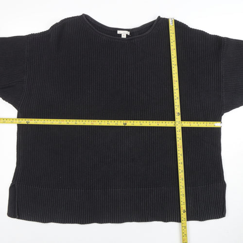 Gap Womens Black Cotton Chunky Knit Short Sleeve Jumper M