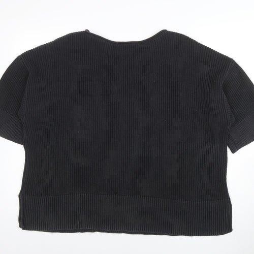 Gap Womens Black Cotton Chunky Knit Short Sleeve Jumper M