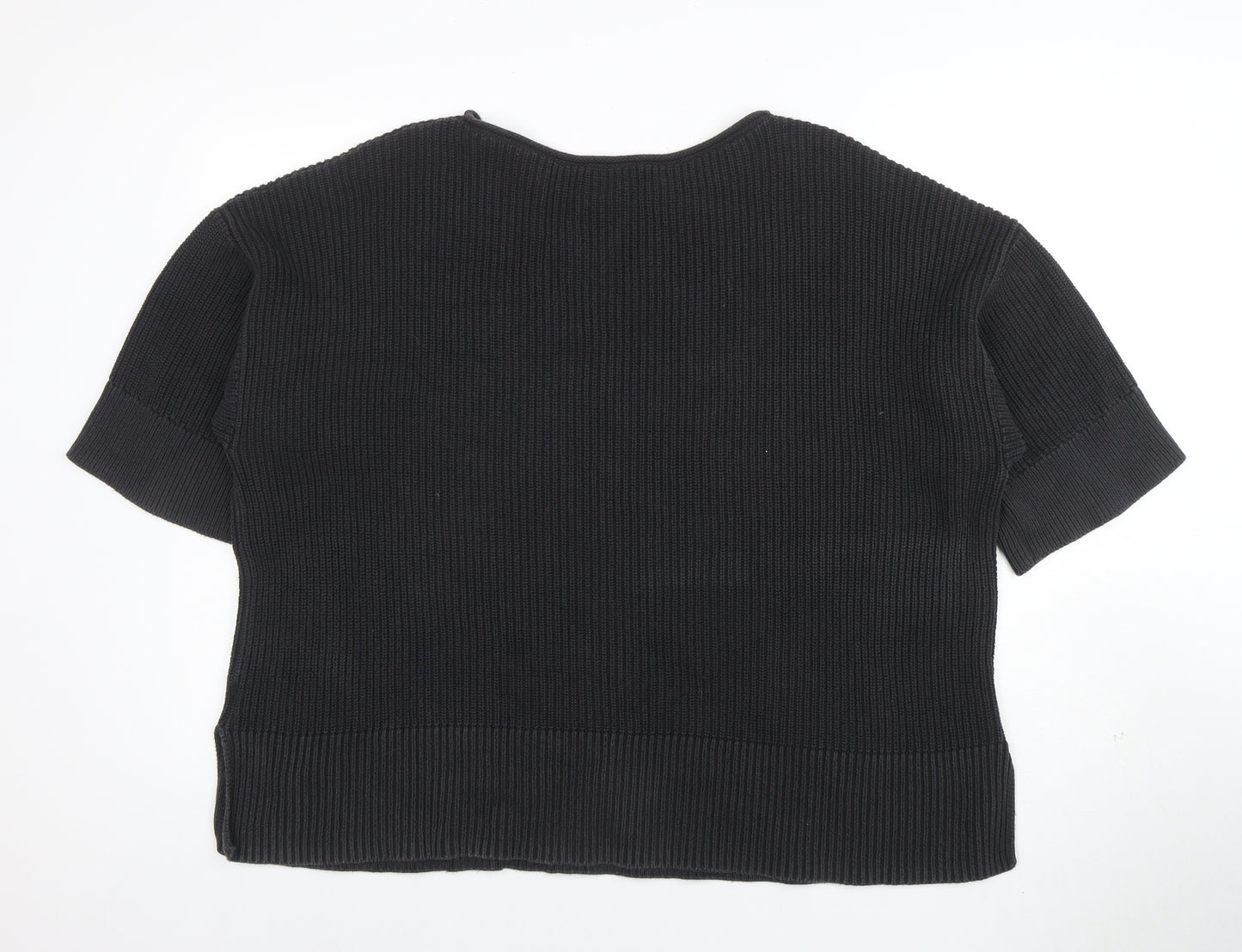 Gap Womens Black Cotton Chunky Knit Short Sleeve Jumper M